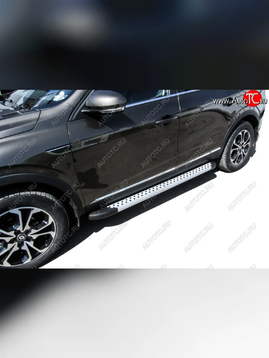 Пороги алюминиевые Slitkoff  Renault Arkana (2019-2025) (Standart Silver)  в Самаре Самарской области