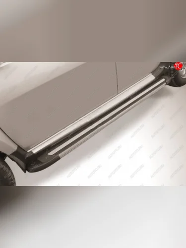 Пороги алюминиевые Slitkoff (Luxe Black) Renault Duster HS дорестайлинг (2010-2015)