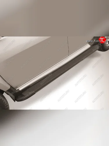 Пороги алюминиевые Slitkoff (Optima Black ) Renault Duster  HS (2015-2021) рестайлинг