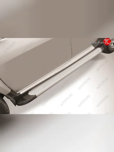 Пороги алюминиевые Slitkoff (Optima Silver) Renault Duster  HS (2015-2021) рестайлинг