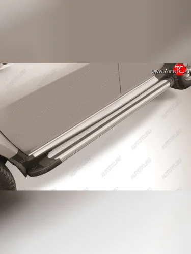 Пороги алюминиевые Slitkoff (Luxe Silver) Renault Duster  HS (2015-2021) рестайлинг