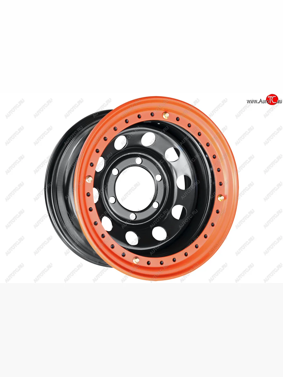 Штампованый диск OFF-ROAD Wheels (стальной усиленный с бедлоком, круг - черный/оранжевый). 8.0 x 15    в Воронеже Воронежской области