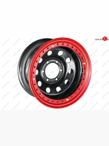 Штампованый диск OFF-ROAD Wheels (стальной усиленный с бедлоком, круг - черный/красный). 8.0 x 16 