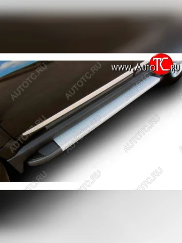 Пороги алюминиевые Slitkoff (Optima Silver) Toyota RAV4  XA30 (2010-2013) 5 дв. 2-ой рестайлинг