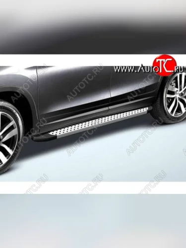 Пороги алюминиевые Slitkoff (Standart Silver) Toyota RAV4  XA30 (2010-2013) 5 дв. 2-ой рестайлинг