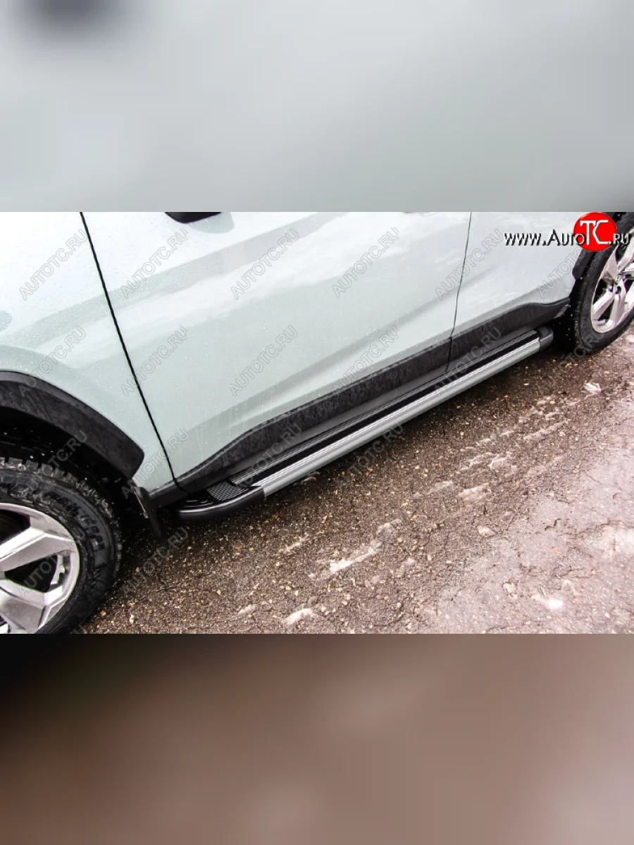 Пороги алюминиевые Slitkoff Toyota RAV4 XA50 5 дв. дорестайлинг (2018-2025) (Luxe Silver)  в Самаре Самарской области