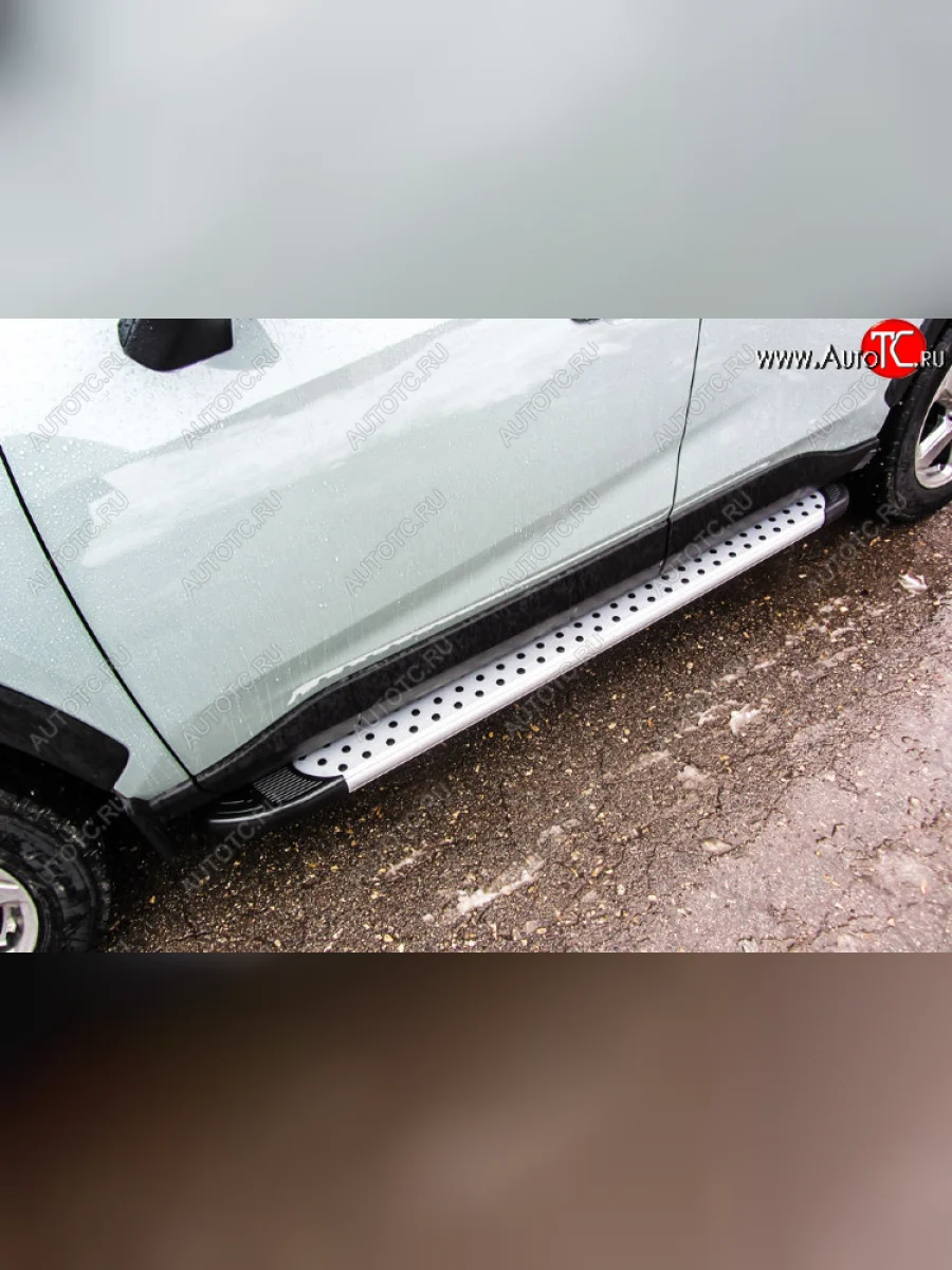Пороги алюминиевые Slitkoff Toyota RAV4 XA50 5 дв. дорестайлинг (2018-2025) (Standart Silver)  в Керчи Республика Крым