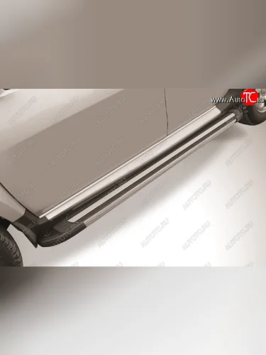 Пороги алюминиевые Slitkoff (Luxe Black) Volkswagen Amarok (2009-2016) дорестайлинг