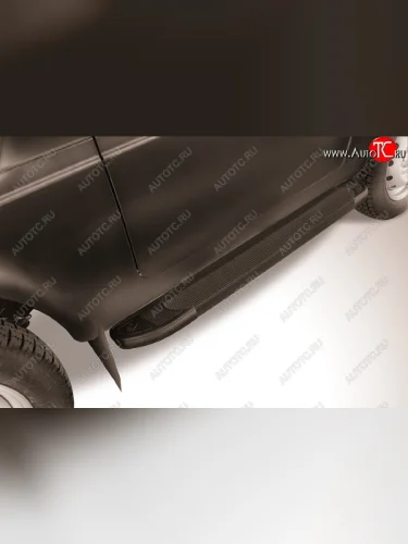 Пороги алюминиевые Slitkoff (Optima Black ) Лада ВАЗ Нива 4х4  2121 (1977-2019) 3 дв. дорестайлинг