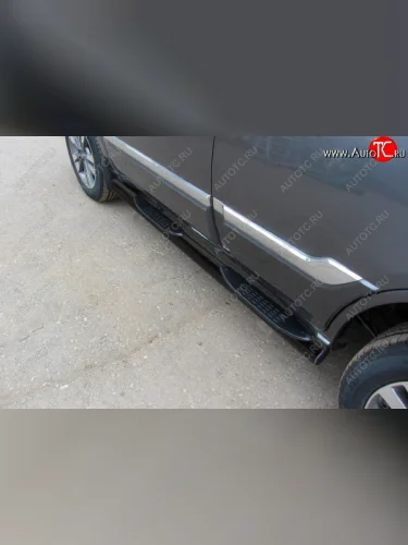 Защита порогов Slitkoff (Ø 76 мм, с проступями) (Цвет: черный) Chery Tiggo 3 (2014-2020)