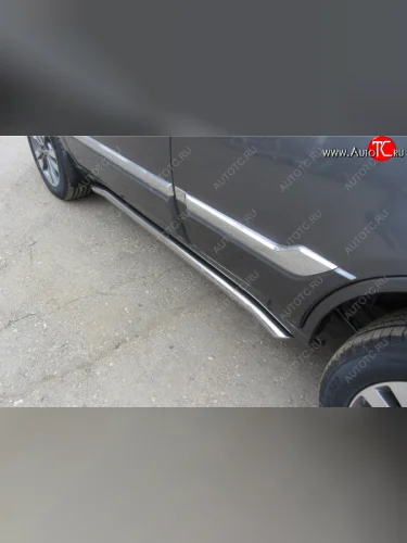 Защита порогов Slitkoff (Ø 57 мм, с гибами) (Полированная нержавейка) Chery Tiggo 3 (2014-2020)