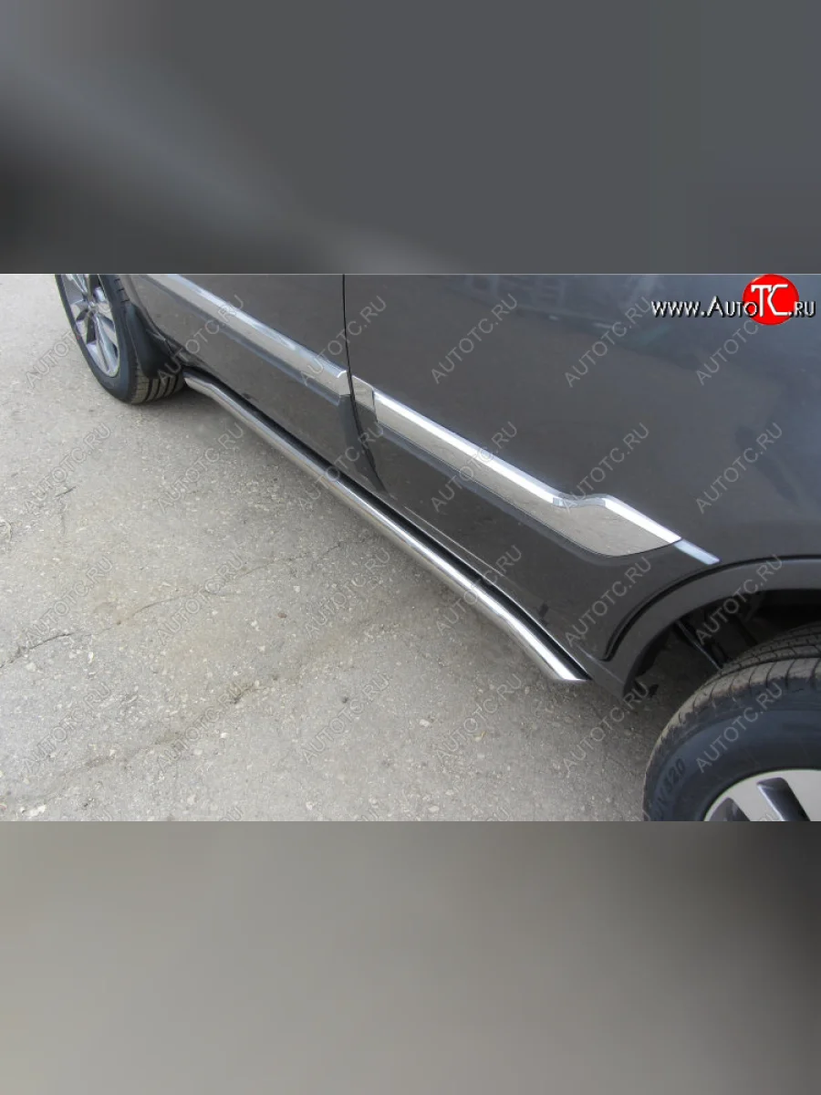 Защита порогов Slitkoff (Ø 57 мм, с гибами) Chery Tiggo 3 (2014-2020) (Полированная нержавейка)  в Самаре Самарской области