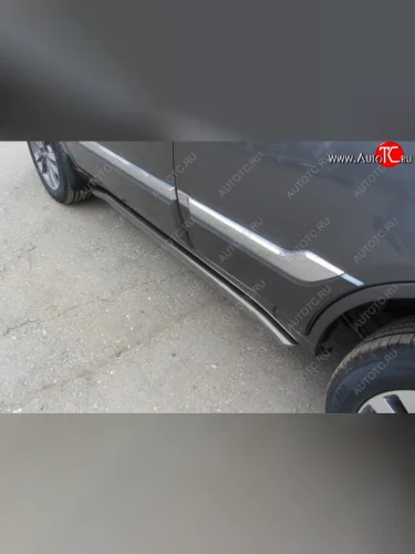 Защита порогов Slitkoff (Ø 57 мм, с гибами) (Цвет: серебристый) Chery Tiggo 3 (2014-2020)