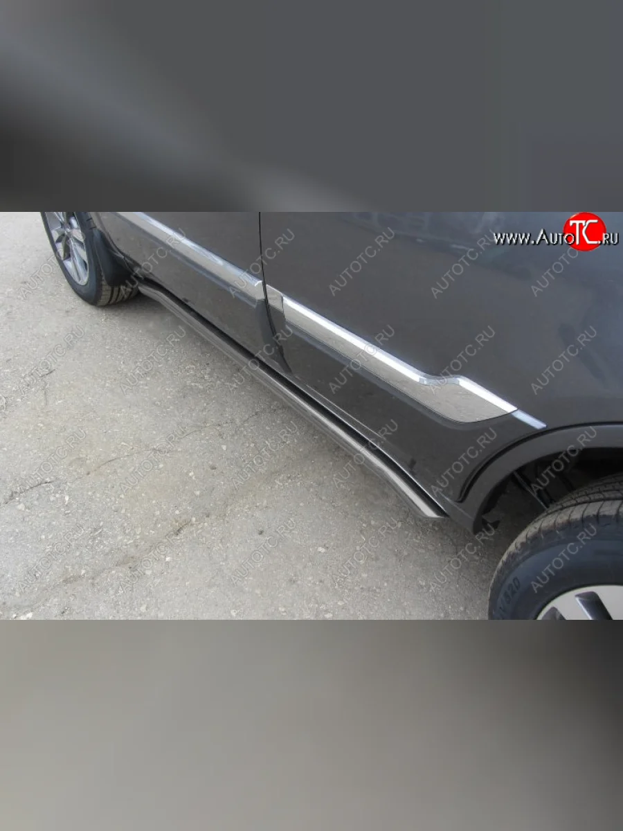 Защита порогов Slitkoff (Ø 57 мм, с гибами) Chery Tiggo 3 (2014-2020) (Цвет: серебристый)  в Перми Пермском крае