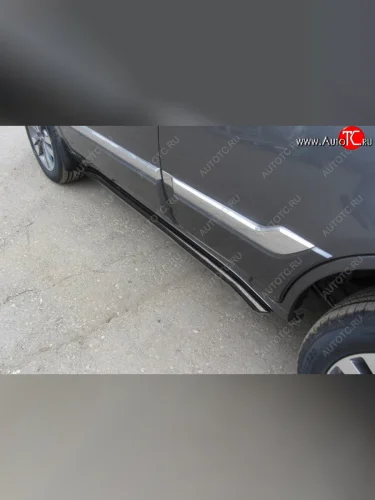 Защита порогов Slitkoff (Ø 57 мм, с гибами) (Цвет: черный) Chery Tiggo 3 (2014-2020)