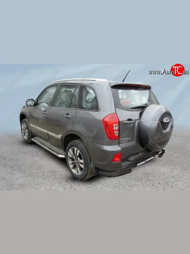 Уголки на задний бампер Slitkoff (Ø 57 мм) (Цвет: черный) Chery Tiggo 3 (2014-2020)