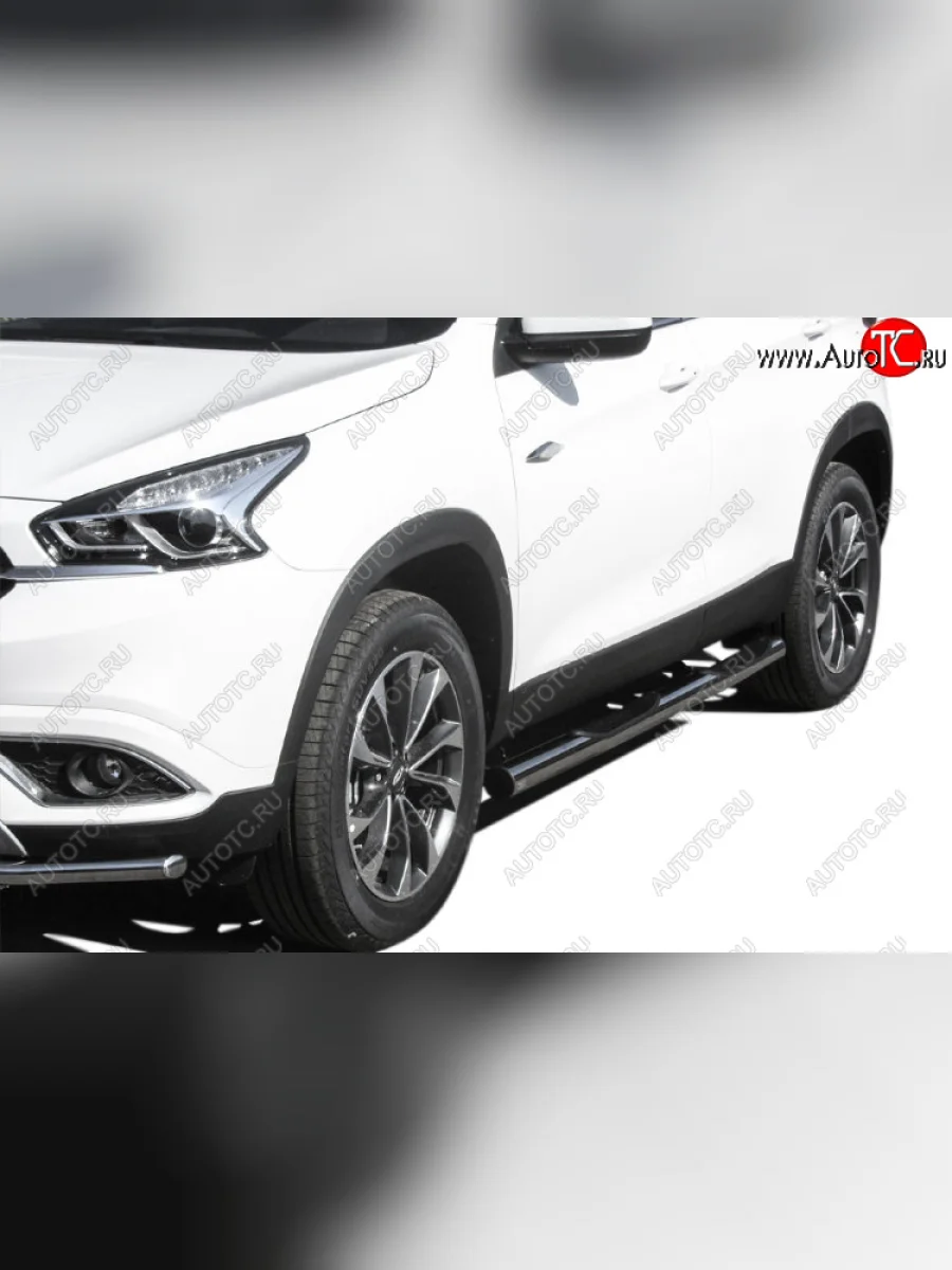 Защита порогов Slitkoff (Ø 76 мм, с проступями)  Chery Tiggo 7 (2016-2020) (Полированная нержавейка)  в Самаре Самарской области