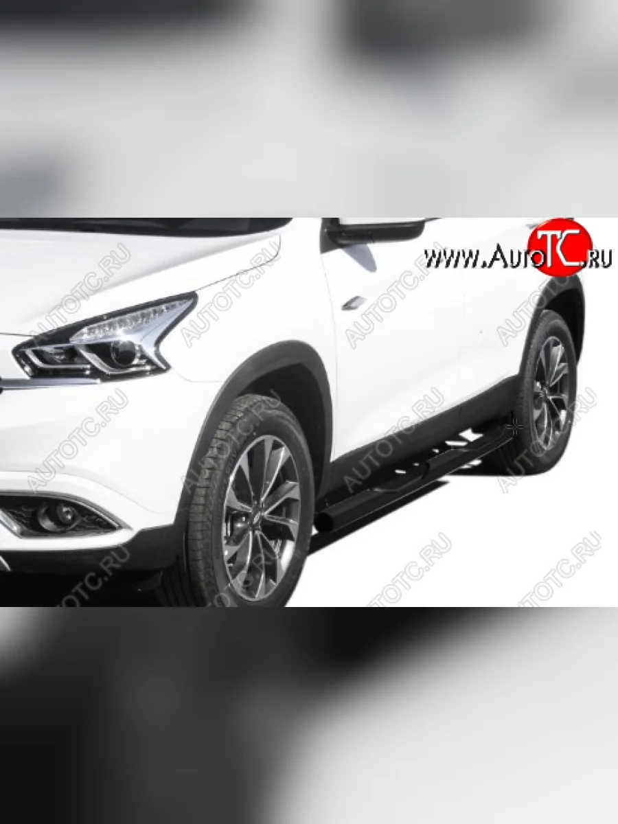 Защита порогов Slitkoff (Ø 76 мм, с проступями)  Chery Tiggo 7 (2016-2020) (Цвет: черный)  в Самаре Самарской области