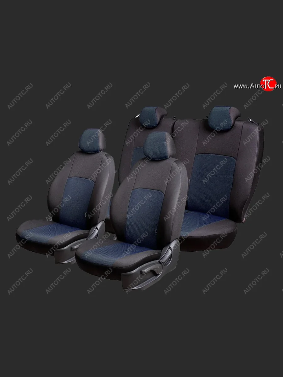 Чехлы для сидений Lord Autofashion Дублин (жаккард, раздельные спинка и сиденье 50/50, 2 П-образных подголовника) Chery Tiggo T11 дорестайлинг (2005-2013) (Черный, Ёж синий)  в Керчи Республика Крым