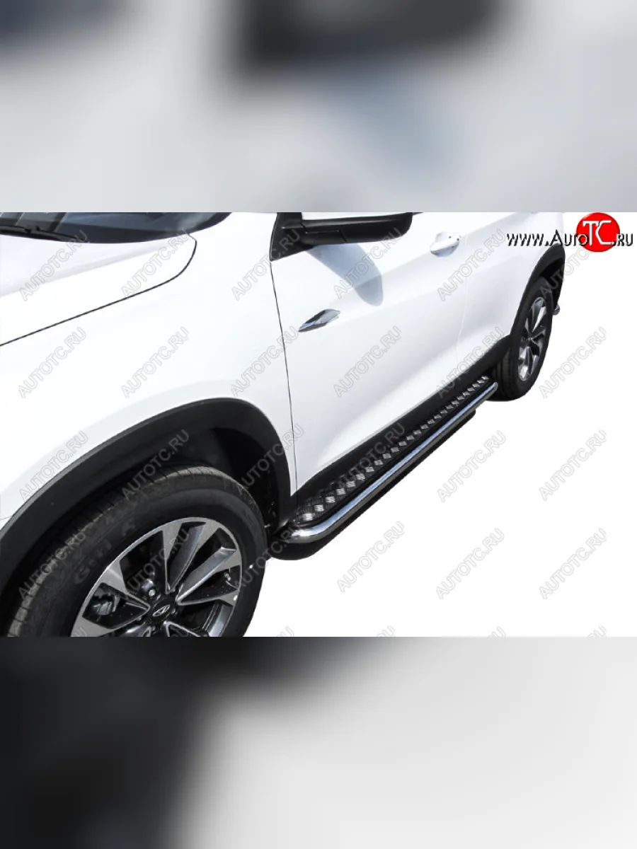 Защита порогов Slitkoff (Ø 57 мм, с листом) Chery Tiggo 7 (2016-2020)  в Керчи Республика Крым