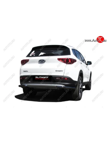 Уголки на задний бампер Slitkoff (Ø 57 мм) (Цвет: черный) Chery Tiggo 7 (2016-2020)
