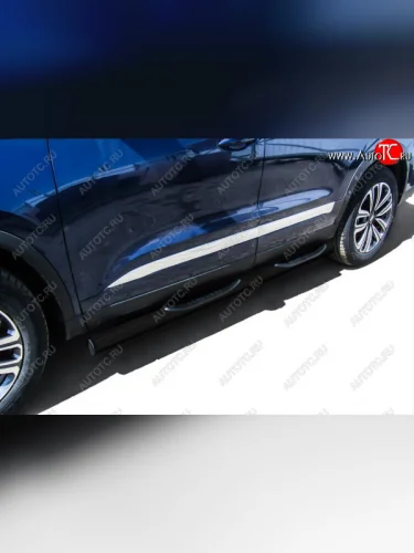 Защита порогов Slitkoff (Ø 76 мм, с проступями) (Цвет: черный) Chery Tiggo 8 1 T18 рестайлинг (2019-2023)