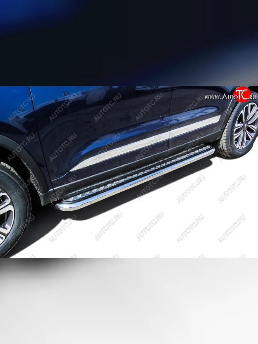 Защита порогов Slitkoff (Ø 57 мм, с листом) Chery Tiggo 8 1 T18 рестайлинг (2019-2023)  с доставкой в г. Пермь