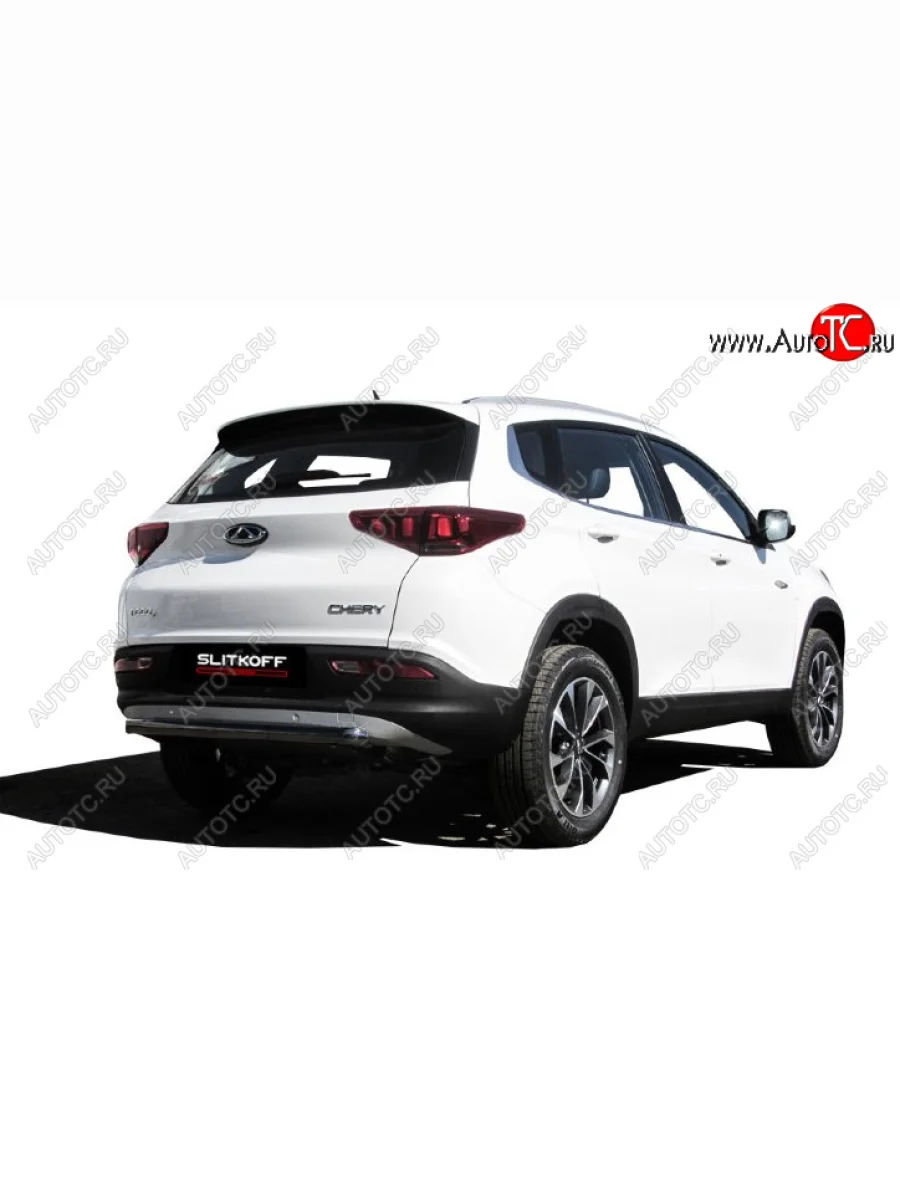 Защита заднего бампера Slitkoff (Ø 57 мм) Chery Tiggo 7 (2016-2020) (Цвет: черный)  с доставкой в г. Керчь