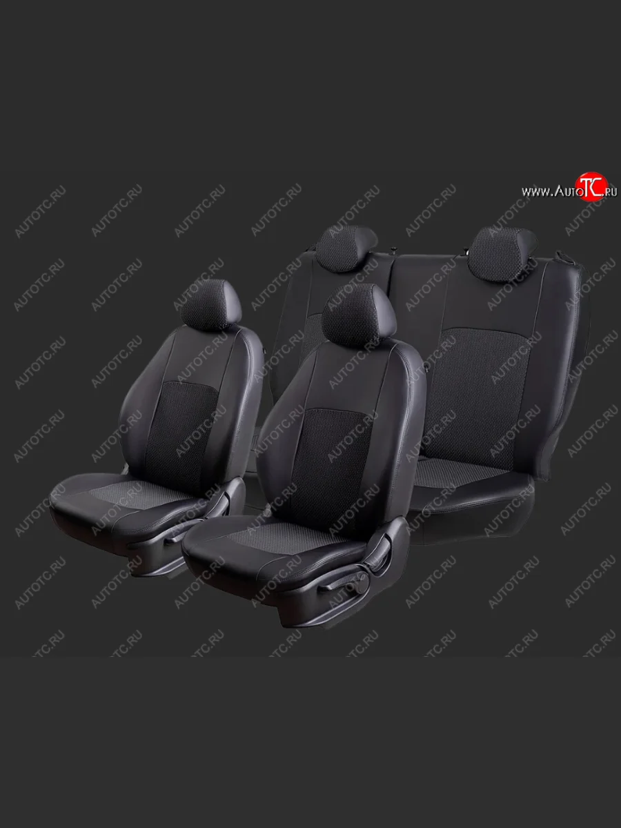 Чехлы для сидений Lord Autofashion Турин Ромб (экокожа/жаккард, раздельные спинка и сиденье 50/50, 2 П-образных подголовника) Chery Tiggo T11 дорестайлинг (2005-2013) (Черный, вставка Черный Вега)  с доставкой в г. Керчь