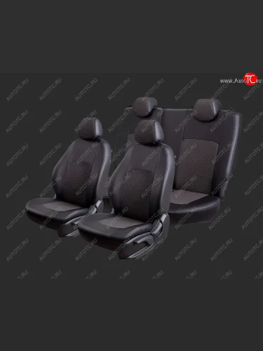 Чехлы для сидений Lord Autofashion Турин (экокожа/жаккард, раздельные задние спинка и сиденья 50/50, 2 П-образных подголовника) (Черный, вставка Черный Мокка) Chery Tiggo T11 дорестайлинг (2005-2013)