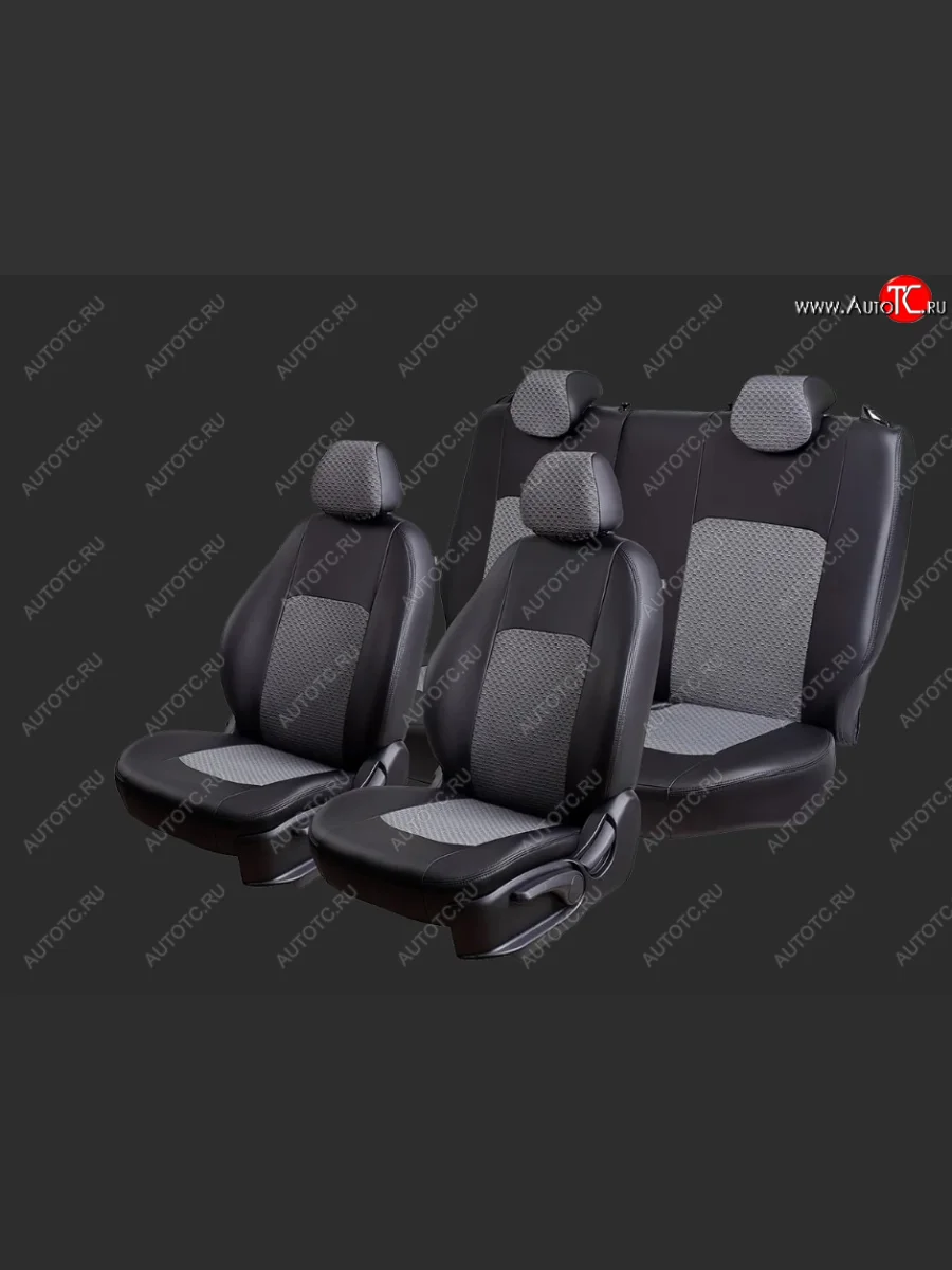 Чехлы для сидений Lord Autofashion Турин (экокожа/жаккард, раздельные задние спинка и сиденья 50/50, 2 П-образных подголовника) Chery Tiggo T11 дорестайлинг (2005-2013) (Черный, вставка Черный Тропик)  с доставкой в г. Керчь