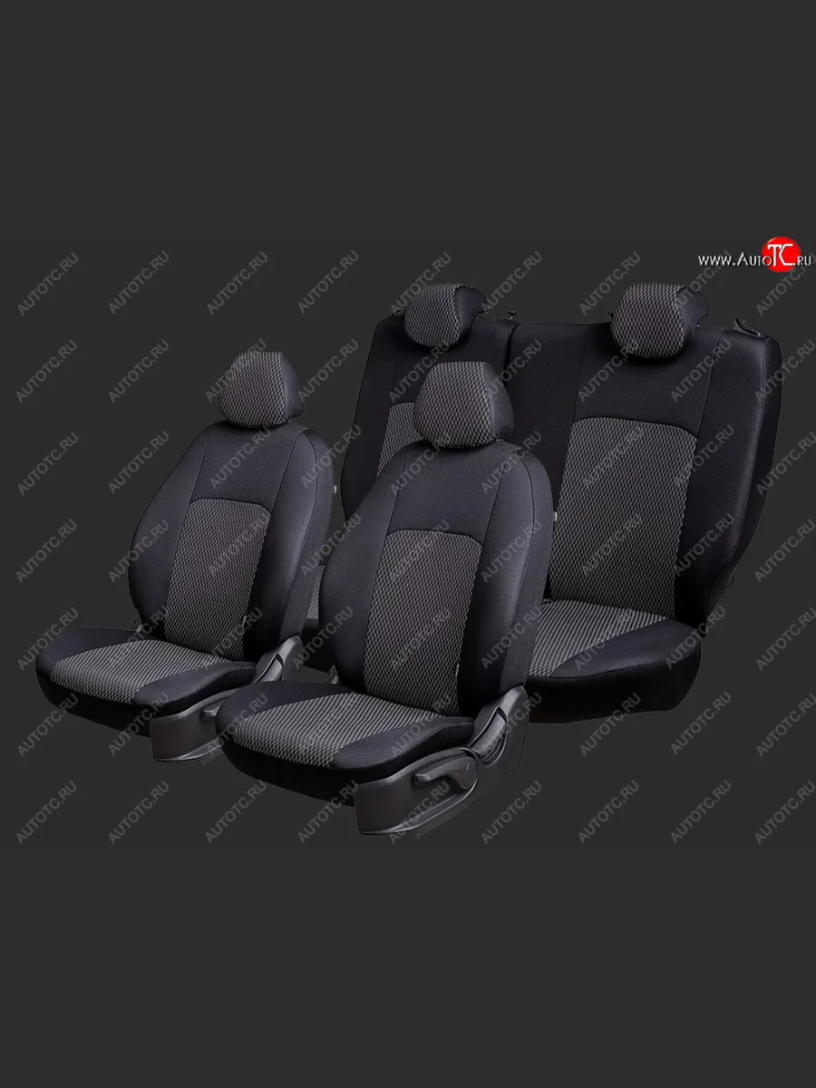 Чехлы для сидений Lord Autofashion Дублин (жаккард, спинка 60/40, 3 Г-образных подголовника) Chery Tiggo 2 (2017-2025) (Черный, вставка Прямоугольник черный)  в Перми Пермском крае