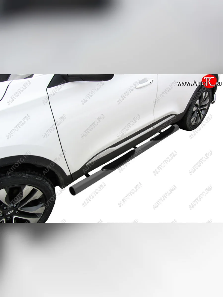 Защита порогов Slitkoff (Ø 76 мм, с проступями) Chery Tiggo 4 1-ый рестайлинг (2018-2023) (Цвет: серебристый)  с доставкой в г. Керчь