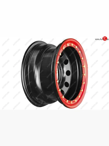 Штампованый диск OFF-ROAD Wheels (стальной усиленный с бедлоком, круг - черный/красный). 8.0 x 15 Ford F 150 4 (1992-1996) 5x139.7xDIA110.0xET10.0