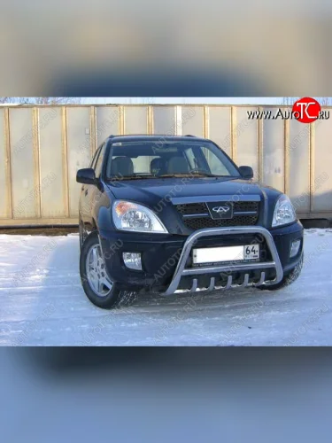 Кенгурятник низкий Slitkoff (Ø 57 мм, с защитой картера) Chery Tiggo T11 дорестайлинг (2005-2013)