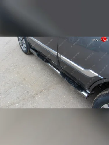 Защита порогов Slitkoff (Ø 76 мм, с проступями) (Цвет: серебристый) Chery Tiggo 3 (2014-2020)