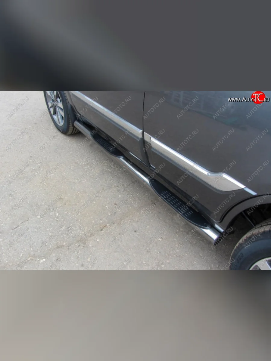 Защита порогов Slitkoff (Ø 76 мм, с проступями) Chery Tiggo 3 (2014-2020) (Цвет: серебристый)  в Перми Пермском крае