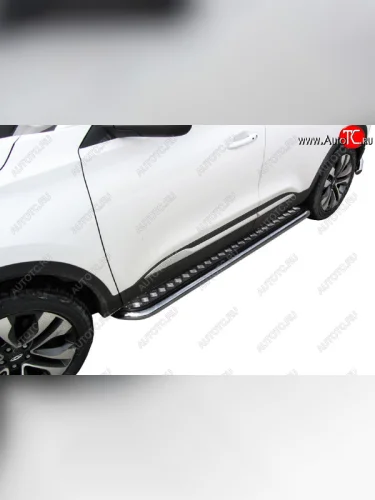 Защита порогов Slitkoff (Ø 57 мм, с листом) Chery Tiggo 4 1-ый рестайлинг (2018-2023)