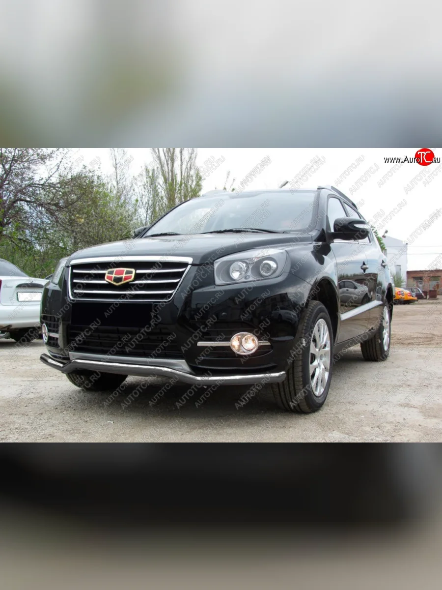 Защита переднего бампера Slitkoff (Ø 57 мм, волна). Geely Emgrand X7 1-ый рестайлинг (2015-2018) (Цвет: серебристый)  с доставкой в г. Керчь