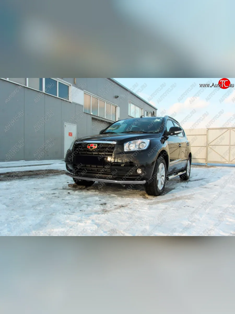 Защита переднего бампера Slitkoff (Ø 57 мм). Geely Emgrand X7 1-ый рестайлинг (2015-2018) (Цвет: серебристый)  с доставкой в г. Керчь