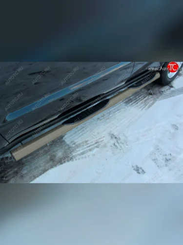 Защита порогов Slitkoff (Ø 76 мм, с проступями) (Цвет: серебристый) Geely Emgrand X7 1-ый рестайлинг (2015-2018)