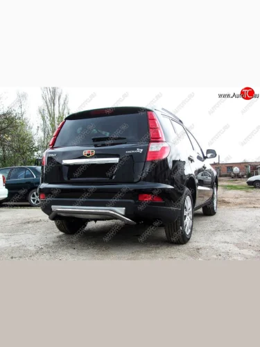 Защита заднего бампера Slitkoff (Ø 57 мм, скоба). (Цвет: серебристый) Geely Emgrand X7 (2015-2018) 1-ый рестайлинг