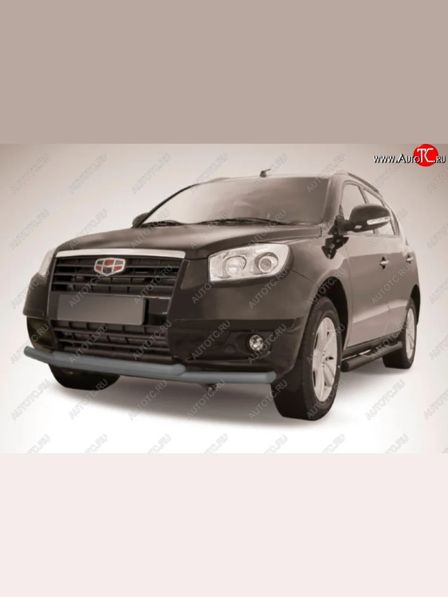 Защита переднего бампера Slitkoff (Ø 57+Ø 57). Geely Emgrand X7 дорестайлинг (2011-2015) (Цвет: серебристый)  в Перми Пермском крае