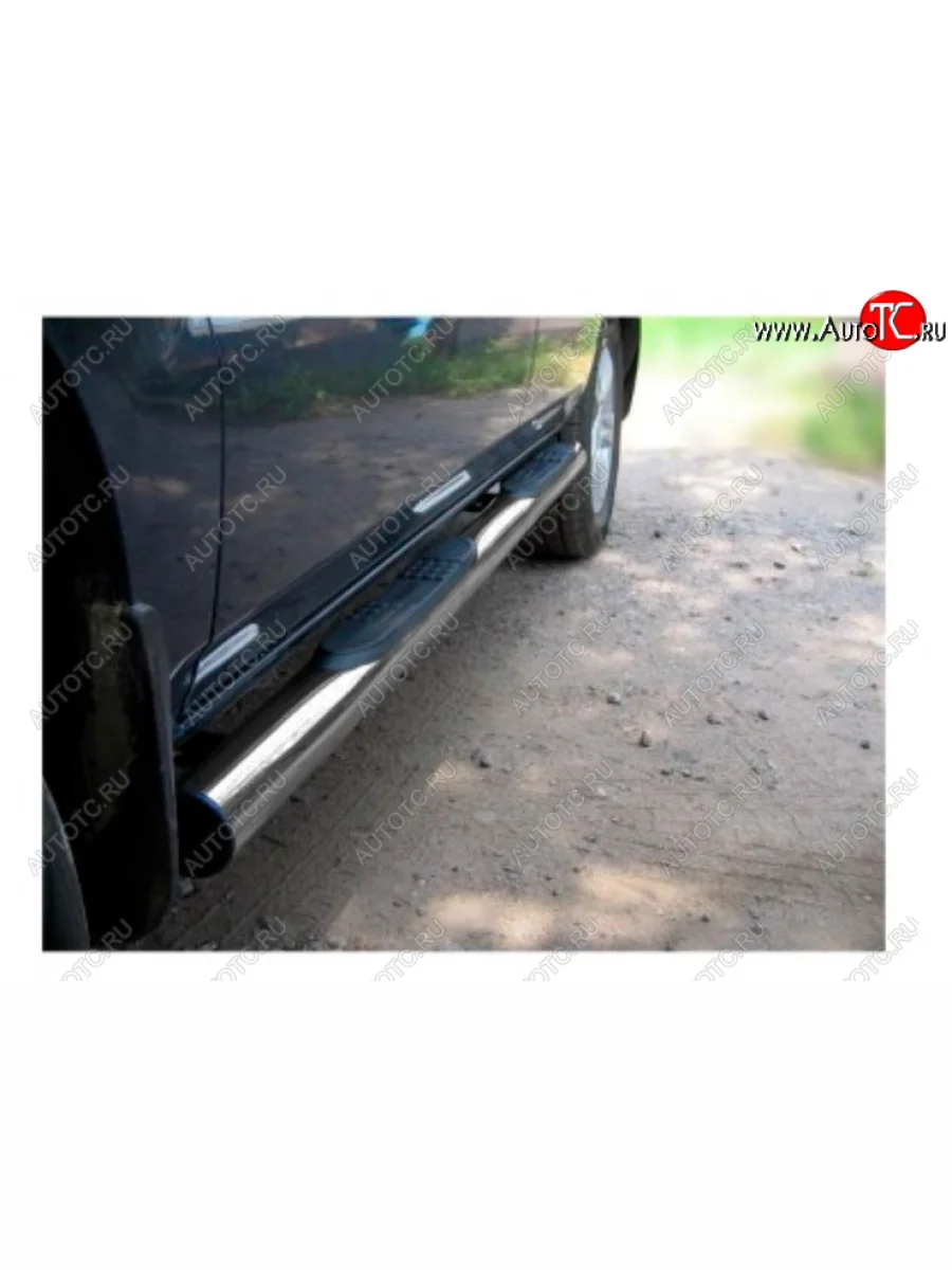 Защита порогов Slitkoff (Ø 76 мм, с проступями) Geely Emgrand X7 дорестайлинг (2011-2015) (Цвет: серебристый)  в Керчи Республика Крым