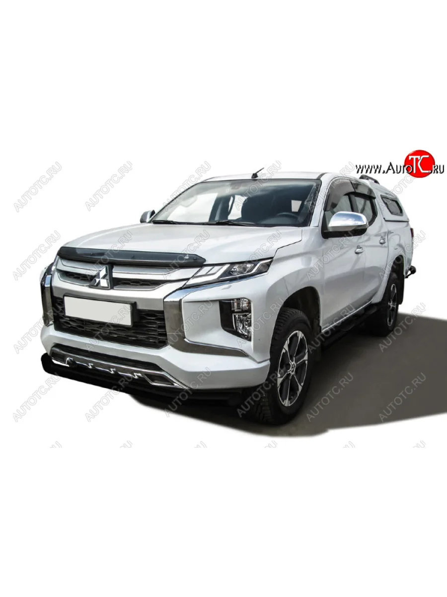Защита переднего бампера Slitkoff (Ø 76 мм) Mitsubishi L200 5 KK,KL рестайлинг (2018-2022) (Сталь с полимерным покрытием. Цвет: черный)  в Воронеже Воронежской области