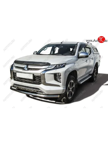 Защита переднего бампера Slitkoff (Ø 57 мм). (Нержавеющая сталь) Mitsubishi L200  5 KK,KL (2018-2022) рестайлинг