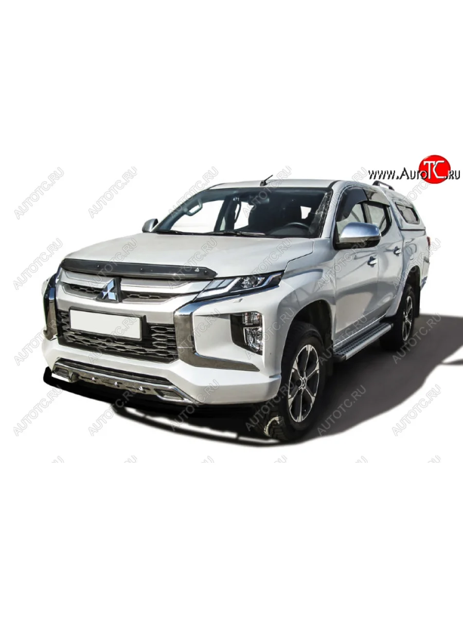 Защита переднего бампера Slitkoff (Ø 57 мм). Mitsubishi L200 5 KK,KL рестайлинг (2018-2022) (Сталь с полимерным покрытием. Цвет: черный)  в Самаре Самарской области