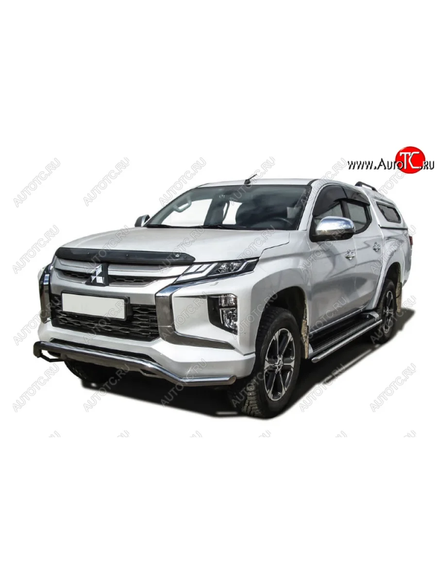 Защита переднего бампера Slitkoff (Ø 57 мм, волна)  Mitsubishi L200 (2018-2022) 5 KK,KL (Нержавеющая сталь)  в Самаре Самарской области