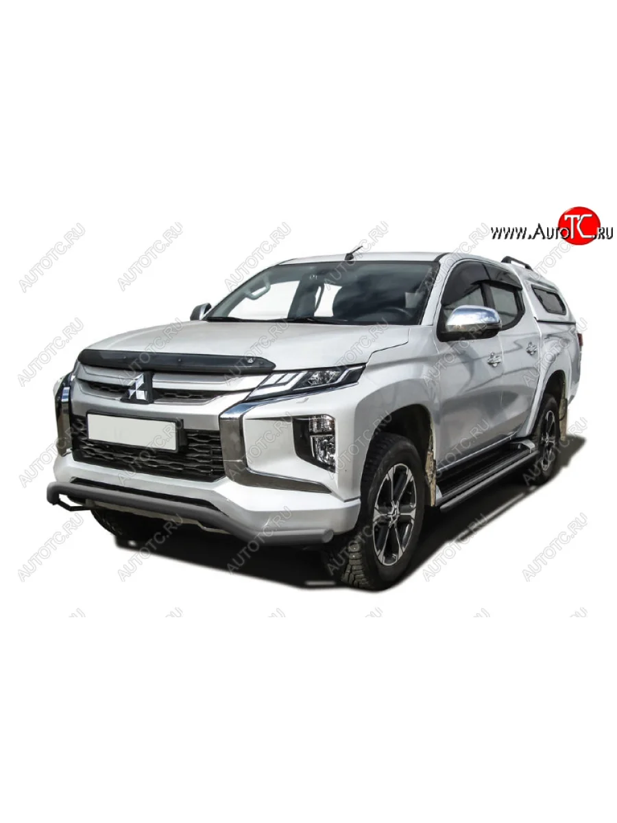 Защита переднего бампера Slitkoff (Ø 57 мм, волна).  Mitsubishi L200 (2018-2022) 5 KK,KL (Сталь с полимерным покрытием. Цвет: серебристый)  в Самаре Самарской области