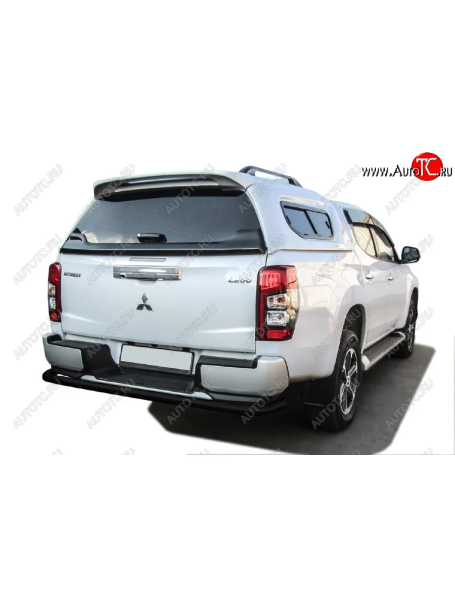 Защита заднего бампера Slitkoff (Ø 57 мм, с бампером) Mitsubishi L200 5 KK,KL рестайлинг (2018-2022) (Сталь с полимерным покрытием. Цвет: черный)  с доставкой в г. Керчь